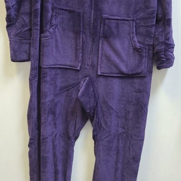 ALEXANDER DEL ROSSA Aubergine (Purple) Fleece ALL IN ONE Snuggly Pajamas LARGE