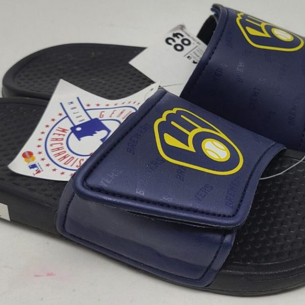 OFFICIAL MLB Apparel Milwaukee Brewers Youth Slides Flip Flops XL 4-5 (332)