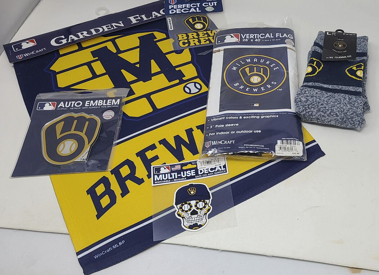 OFFICIAL MLB Milwaukee Brewers Merchandise 6 PACK Decals Flags Socks Emblem  etc. – Caleb's Treasures