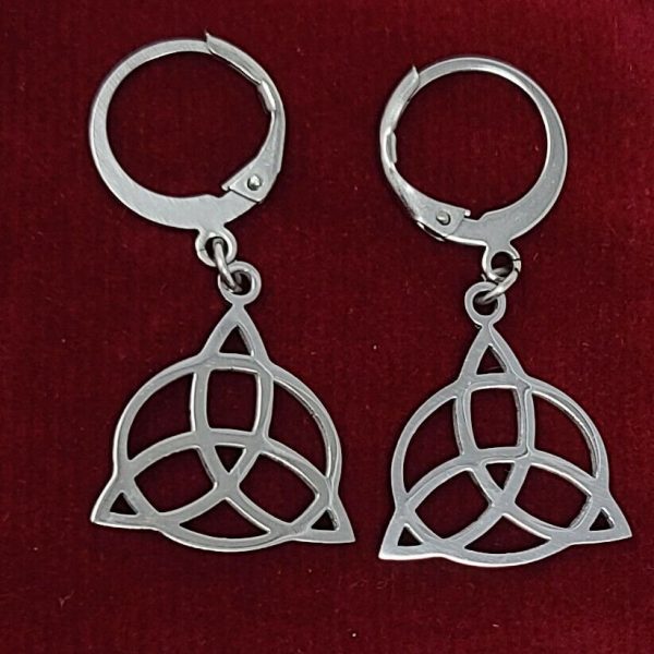 VIKING Celtic Knot Earrings with Stainless Steel Hinged Hoops - Unisex Men Women