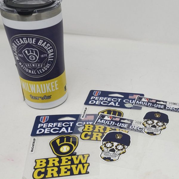 OFFICIAL MLB Milwaukee Brewers Merchandise 5 PK 20oz Stainless Tervis Cup Decals
